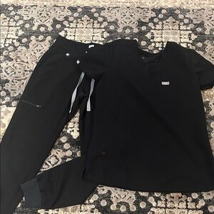 FOGS Stylish Black Women's Pants & Top scrub Set XXS P